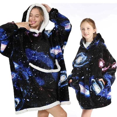 Kapuzenpulli mit Decke für Mutter und Tochter