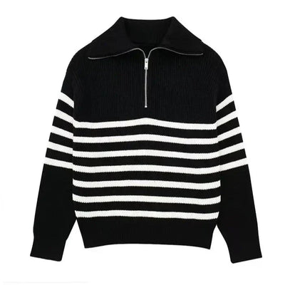 Ulrich | Gestreifter Pullover mit Reißverschluss