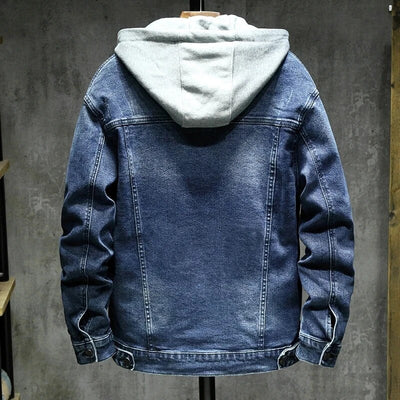 Herren-Jeansjacke aus Baumwolle mit abnehmbarer Kapuze