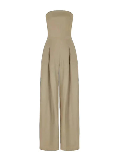 Damen Jumpsuit ohne Träger – Dunkelblau & Elegant mit weitem Bein