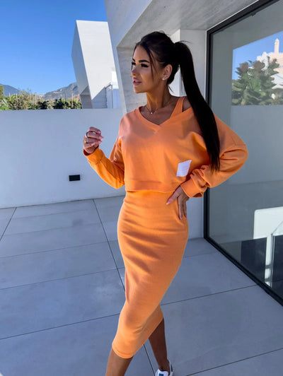 Laurine – Lässiges Ensemble Kleid & Sweatshirt