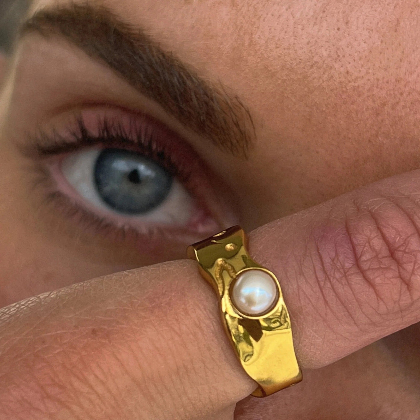 Vintage natürlicher Goldperlenring