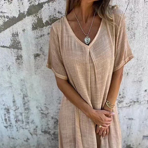 Mila™ - V-Kleid aus Baumwolle und Leinen