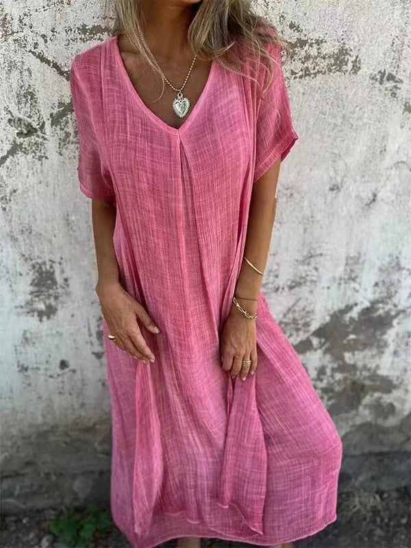Mila™ - V-Kleid aus Baumwolle und Leinen