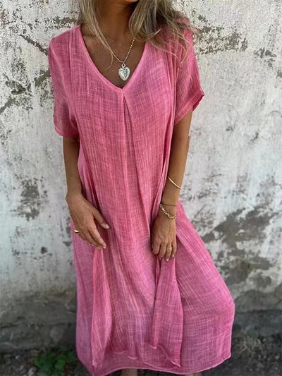 Mila™ - V-Kleid aus Baumwolle und Leinen