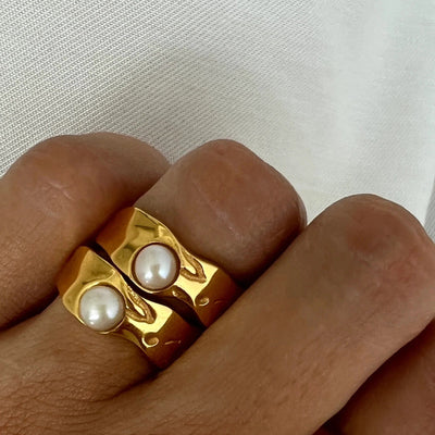 Vintage natürlicher Goldperlenring