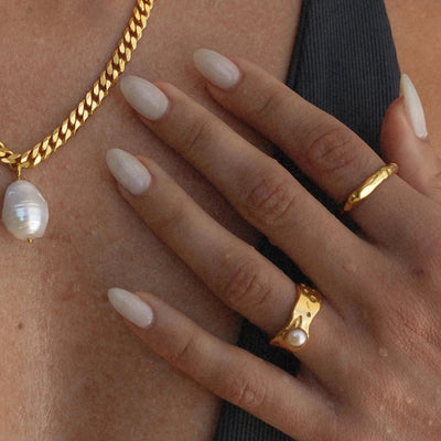 Vintage Goldring mit Naturperlen