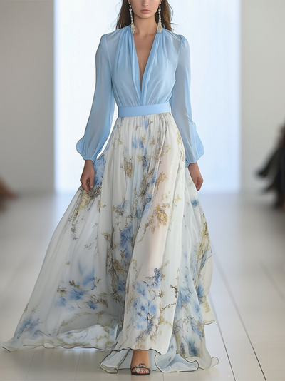 Minna | Langes Kleid mit Blumendruck