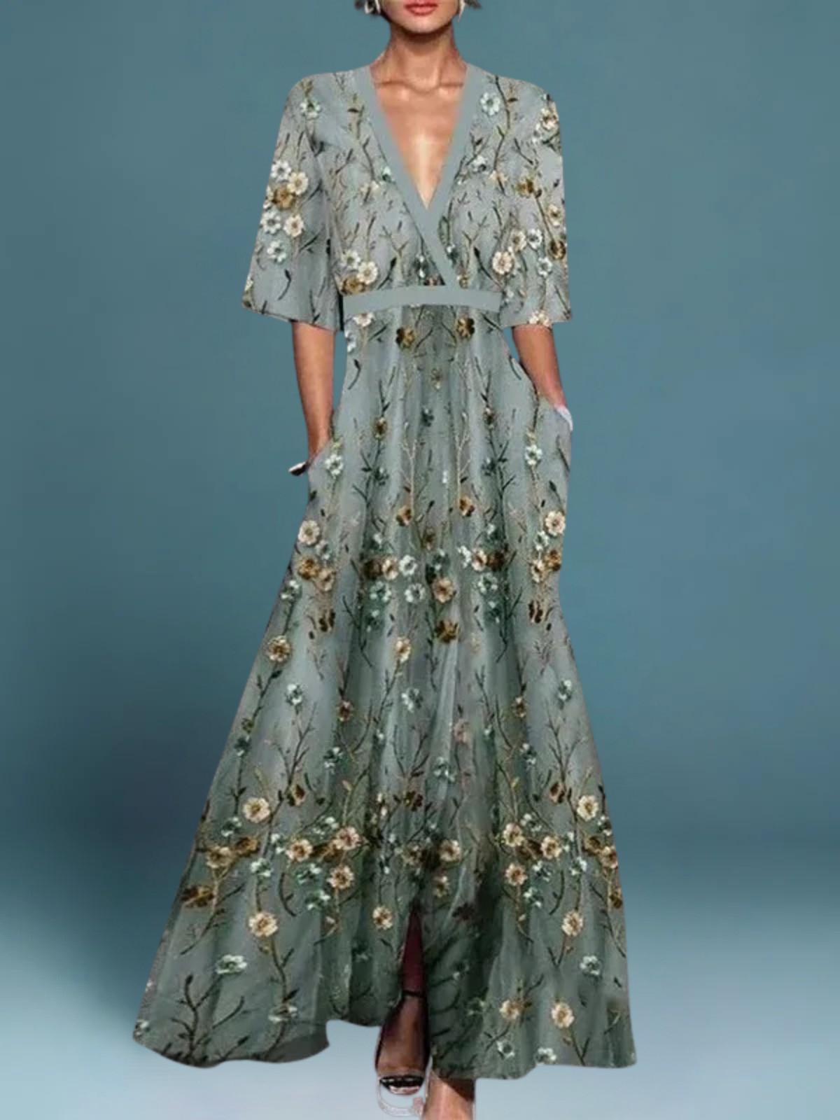 Océane – Elegantes Langes Blumen Kleid
