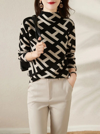 Gerippter Pullover mit Rollkragen