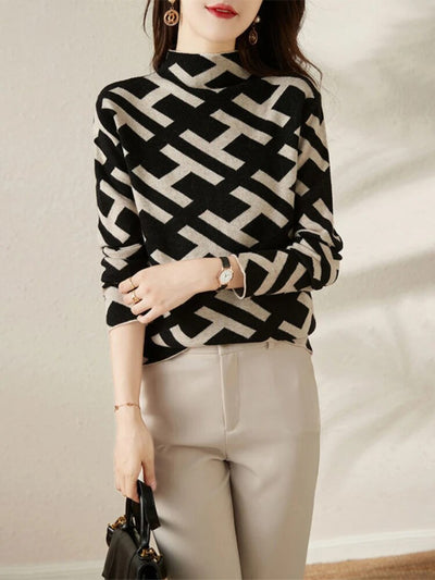 Gerippter Pullover mit Rollkragen