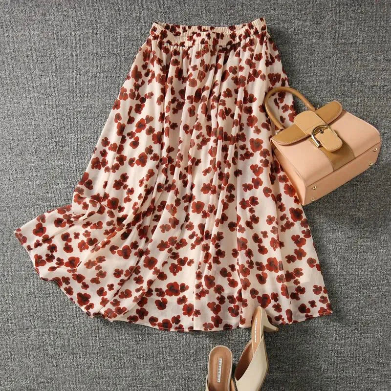 Rok met bloemenpatroon en elastische tailleband