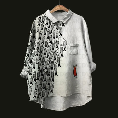 Rael | Bequemes Vintage-Shirt mit Fischprint