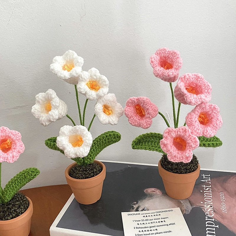 Handgefertigte Häkelblumentopf-Dekoration