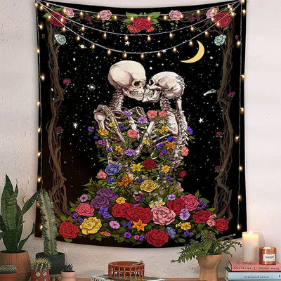 Schädel Hochzeits Tarot Wandteppich
