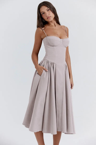 Bärbel | Ärmelloses Midikleid mit Korsettschnitt