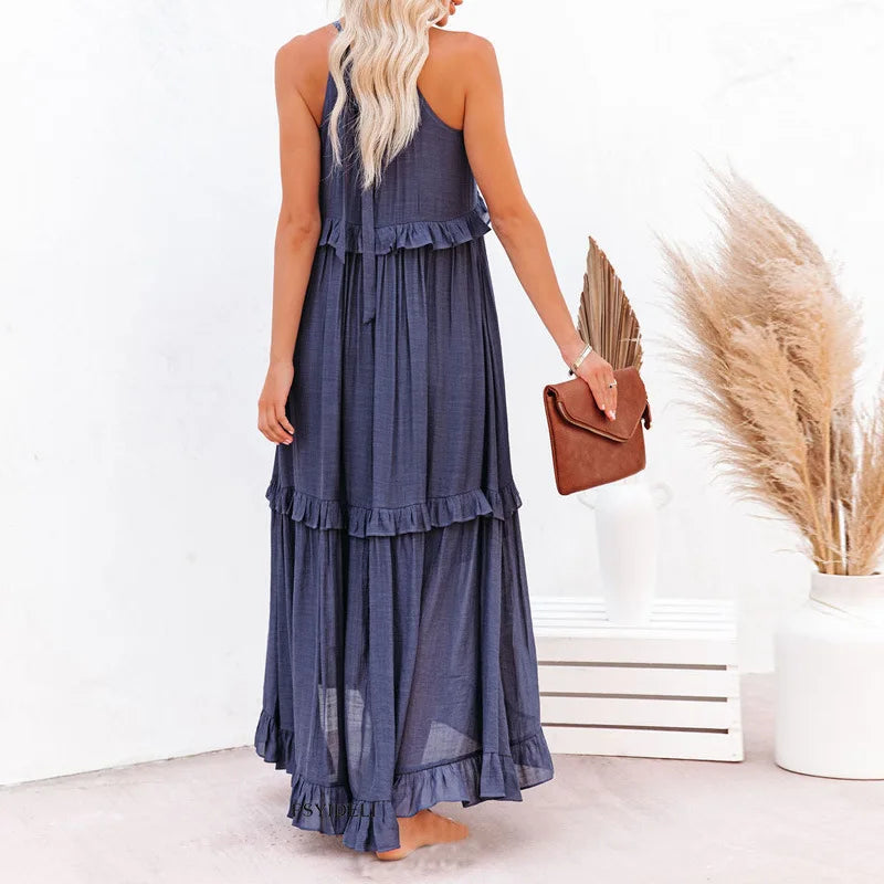 Sarah | Maxikleid mit Volants und Halter (Fast ausverkauft)
