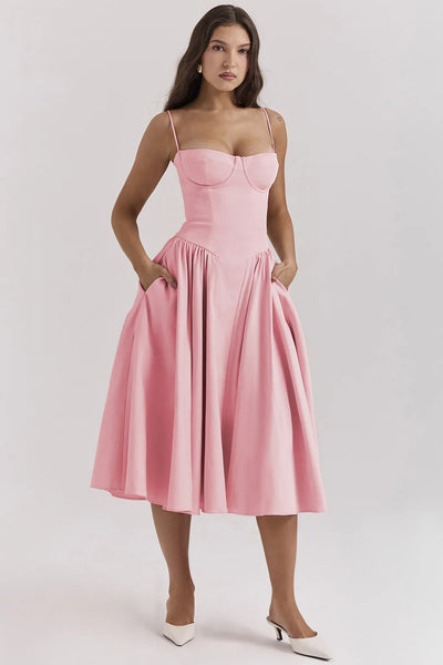 Bärbel | Ärmelloses Midikleid mit Korsettschnitt