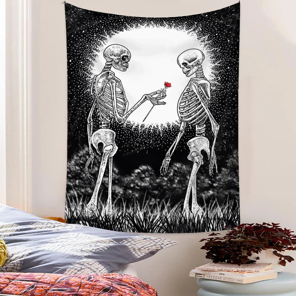 Schädel Hochzeits Tarot Wandteppich