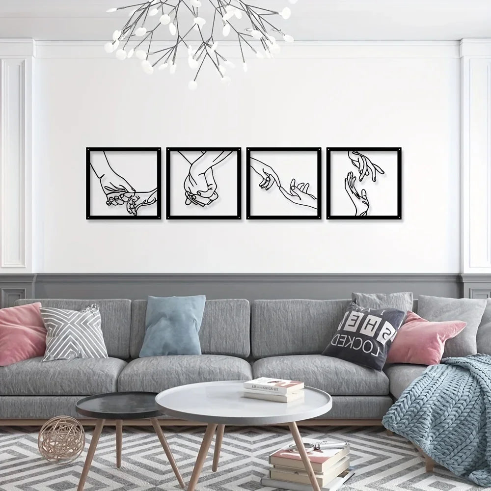 Umarmende Hände Metall Wandkunst