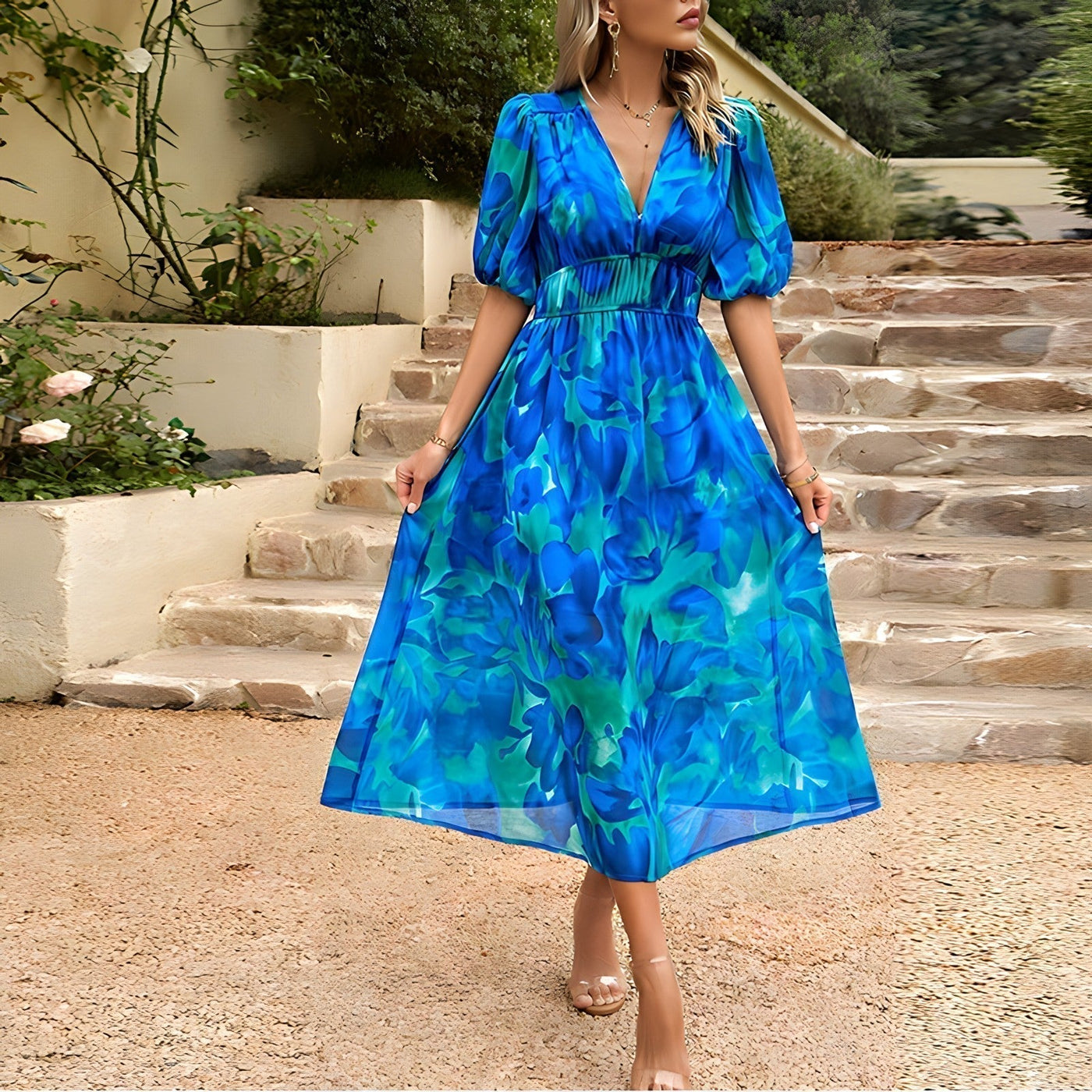 Jenny - Midi Dress with V-neck