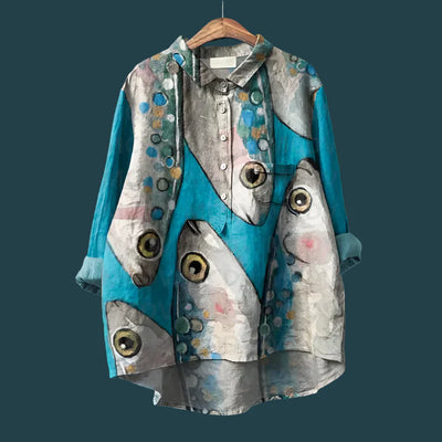 Dagmar | Bequemes Vintage-Shirt mit Fischprint