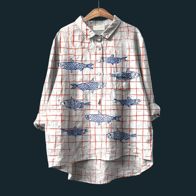 Dagmar | Bequemes Vintage-Shirt mit Fischprint