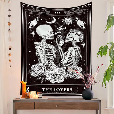 Schädel Hochzeits Tarot Wandteppich