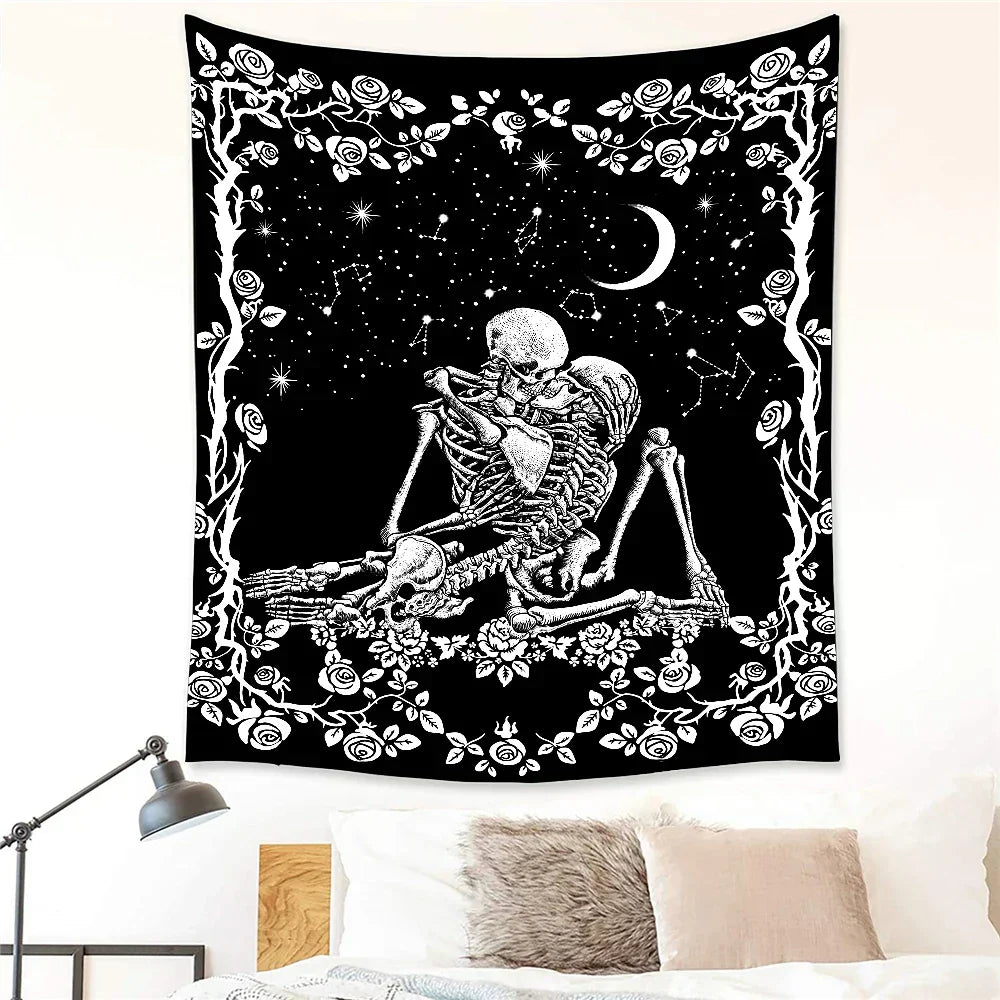 Schädel Hochzeits Tarot Wandteppich