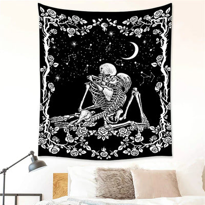 Schädel Hochzeits Tarot Wandteppich
