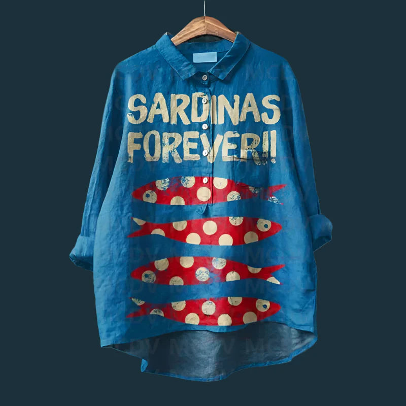 Dagmar | Bequemes Vintage-Shirt mit Fischprint