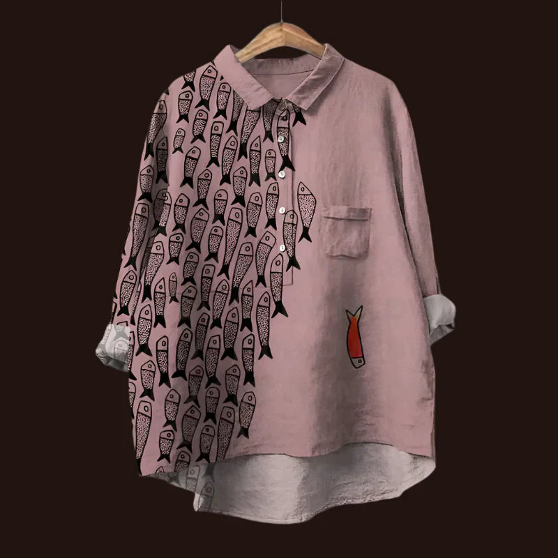 Rael | Bequemes Vintage-Shirt mit Fischprint