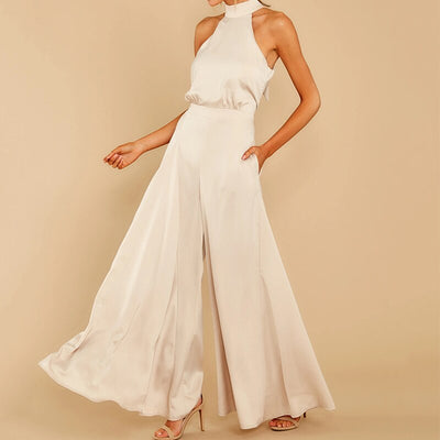 Damen-Jumpsuit mit Neckholder und weitem Bein