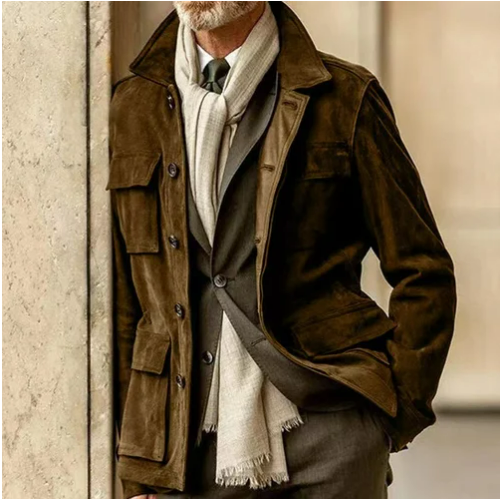 Maßgeschneiderte Herren-Cord-Freizeitjacke mit mehreren Taschen