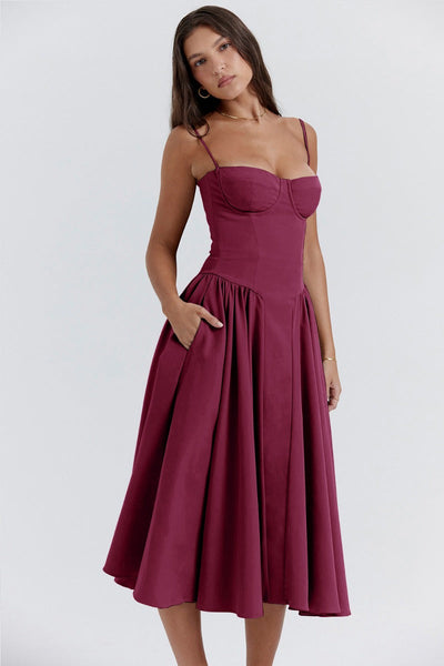 Bärbel | Ärmelloses Midikleid mit Korsettschnitt