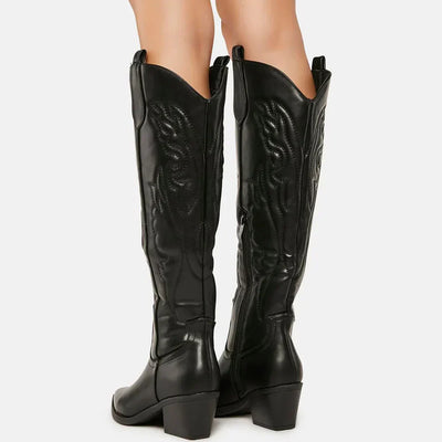 Damen Cowboystiefel kniehoch - Veganes Leder - Westernlook