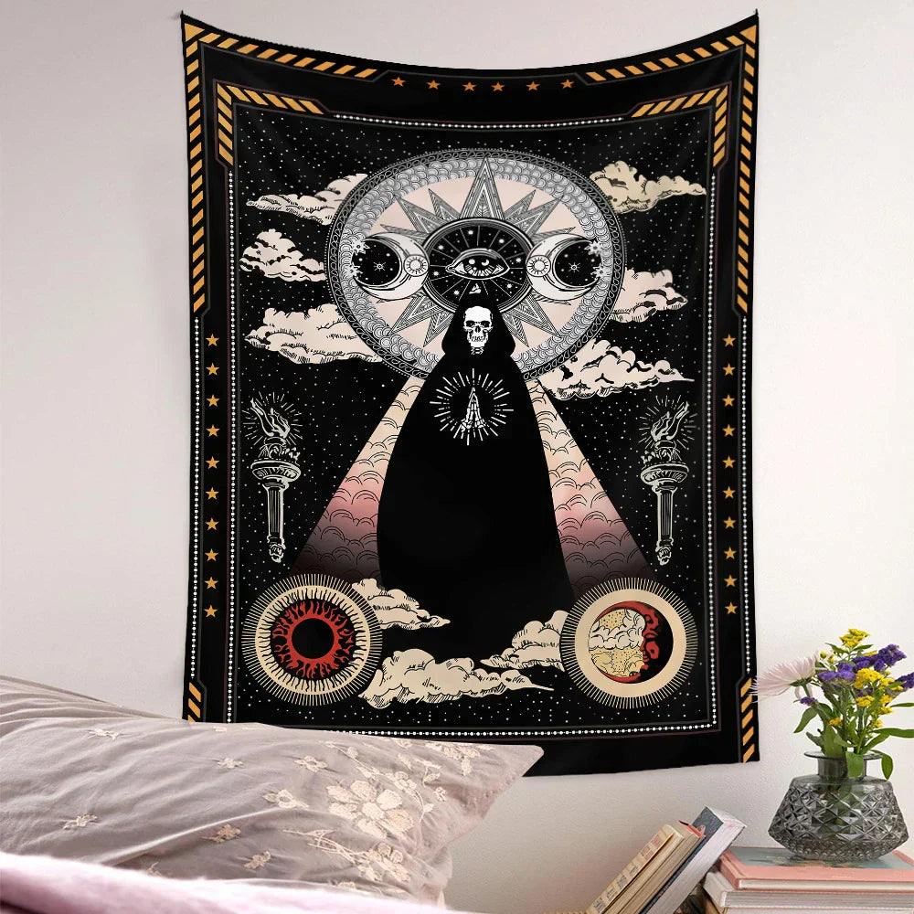 Schädel Hochzeits Tarot Wandteppich