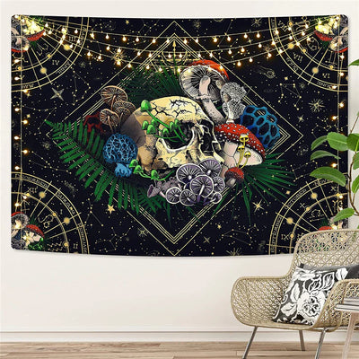 Schädel Hochzeits Tarot Wandteppich