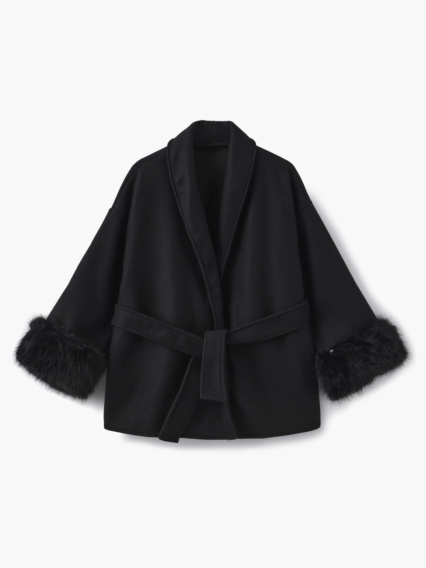 Damen Mantel mit Kunstfellbesatz – Eleganter Winter Kurzmantel