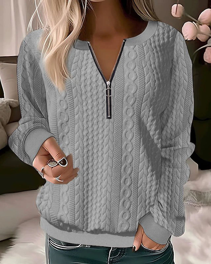 Pullover mit V-Ausschnitt und Reißverschluss