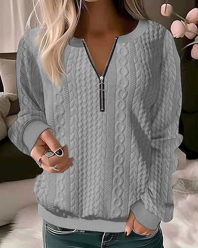 Pullover mit V-Ausschnitt und Reißverschluss