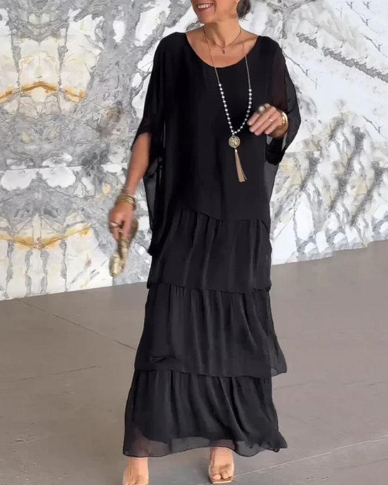 Caroline | Maxikleid mit weitem Rundhalsausschnitt