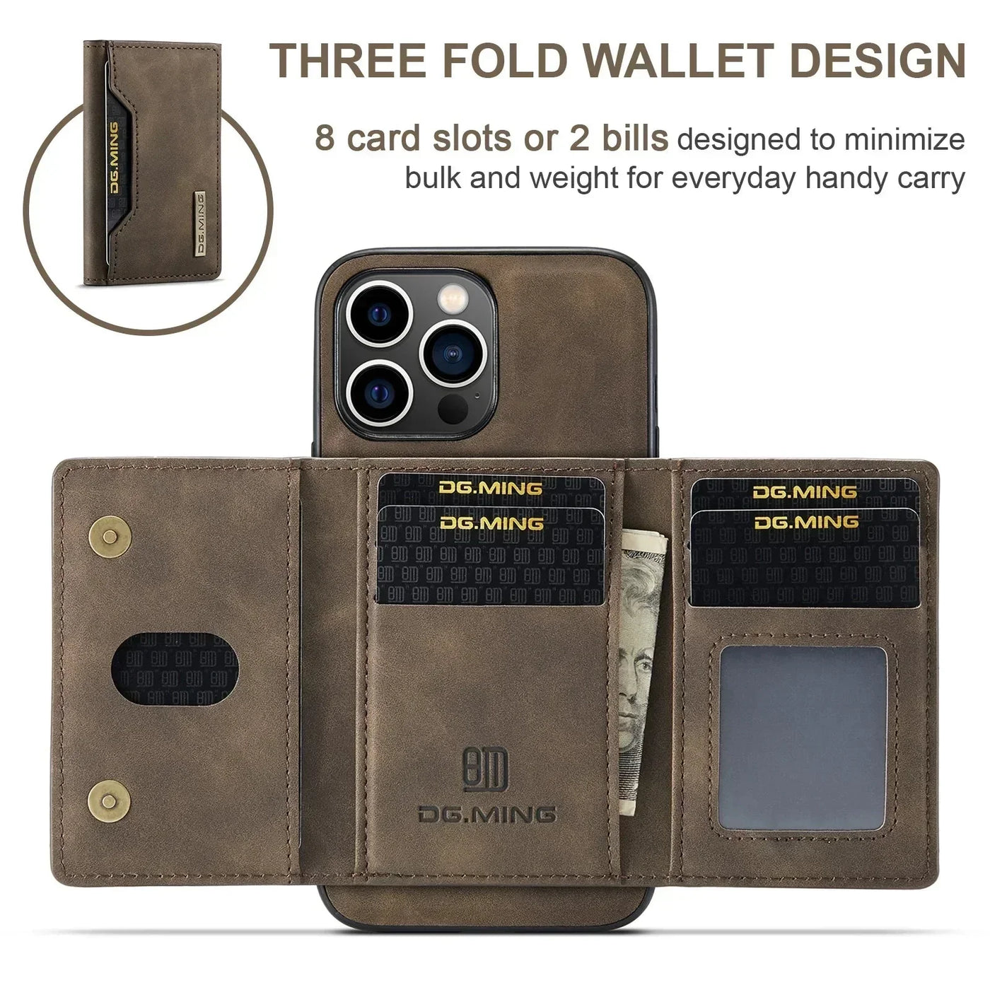 Magnetische 2-in-1 Slim Leder Handy Geldbörse für iPhone