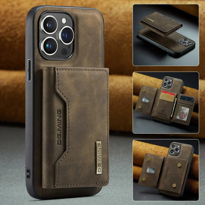 Magnetische 2-in-1 Slim Leder Handy Geldbörse für iPhone