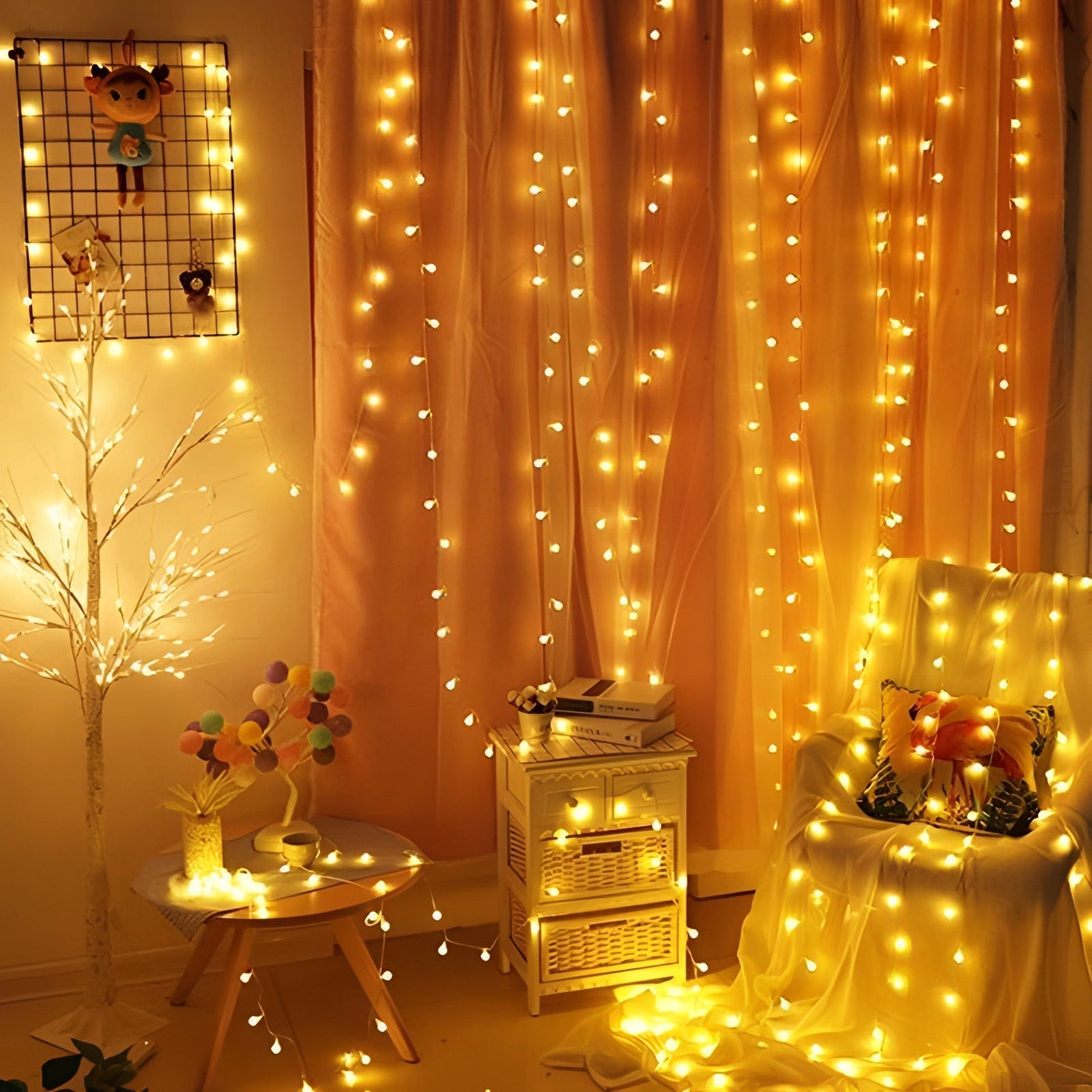 Warmweiße Batterie-LED-Lichterketten - Gemütliche Innendekoration für das Schlafzimmer
