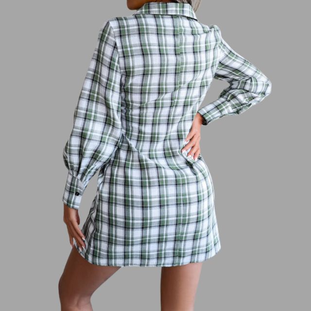 Klassisches kariertes Hemdkleid mit Taillenband