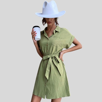 Hemdkleid mit Knopfverschluss und Taillenband
