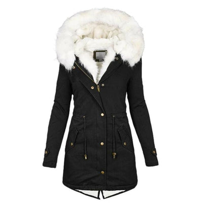 Jacke mit Kapuze und Kunstpelzbesatz