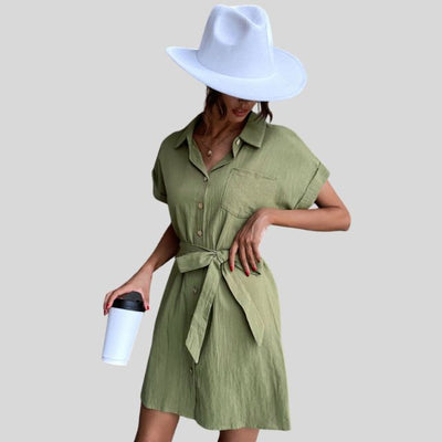 Hemdkleid mit Knopfverschluss und Taillenband