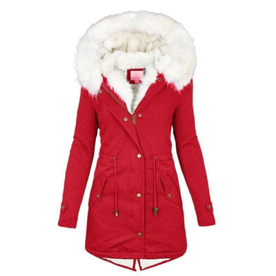 Jacke mit Kapuze und Kunstpelzbesatz